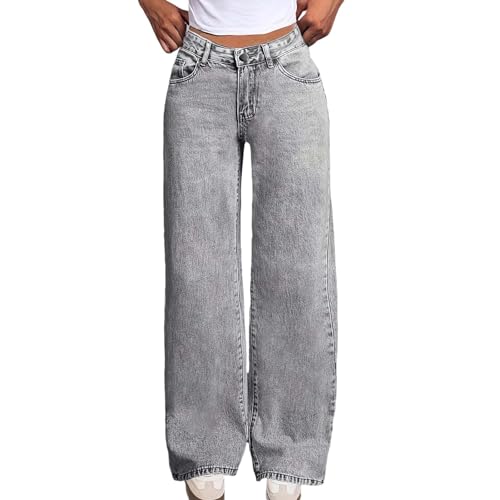 Bow Jeans for Girls Baggy Jeans Wide Leg Denim Pants High Elastic Waisted Trouser Kids Cute Clothes Y2k Outfits with Pockets