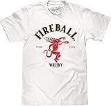 Tee Luv Men's Fireball Whisky Dragon Logo Shirt, White, S