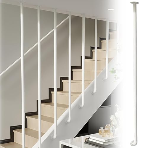 Kit de Postes de Barandilla de Balaustres de Escalera, Poste de Balaustre de Hierro Forjado, Kits de Balaustrada de Escalera de Montaje Lateral, para Interior Hotel Balcón Patio(White,H-200cm(6.6ft))