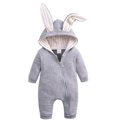 Image of Baby Bunny Costume, Girl or Boy Easter Outfit, Unisex Toddler Rabbit Dress Up Romper, My First Easter Outfit