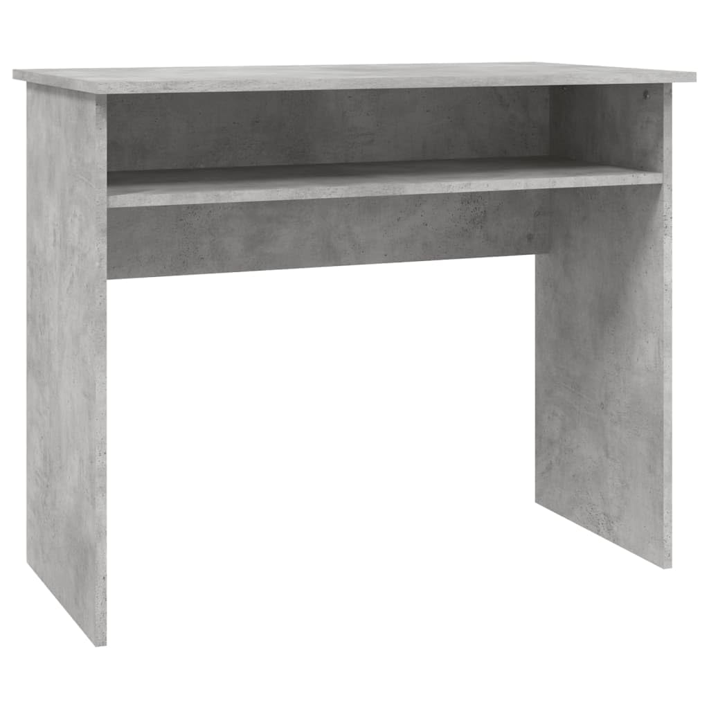 Bureau compact gris béton fini le désordre grâce à son étagère