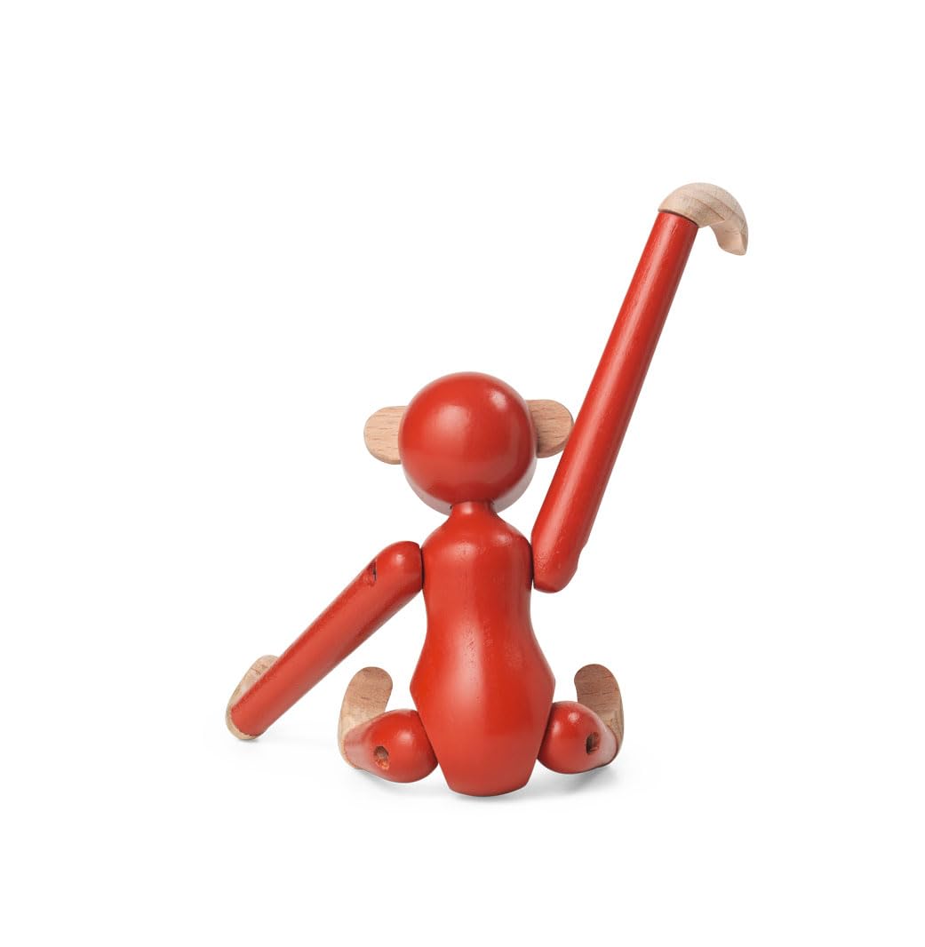 Kay Bojesen Figurine 39360 - Figura de Mono (Haya, Pintada, 9,50 x 10 x 3,50 cm), Color Rojo