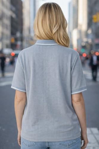 Image of Mack Jonney Women's Textured Polo T-Shirt | Half Sleeve Cotton Blend Top |Casual Collar Tee | Regular Fit-M7527