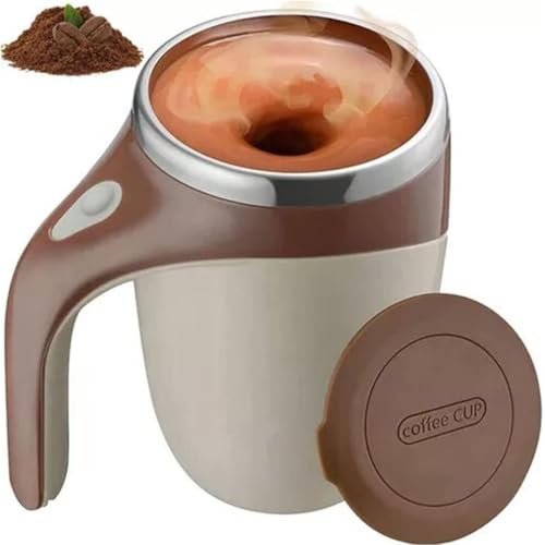 Upgraded Self Stirring Coffee Mug - 350ml, Electric Self Mixing Coffee Mug with Lid & Handle, Rotating Blender Mug, Lightweight Auto Self Stirring Cup for Stir Coffee/Milk/Protein Home Office