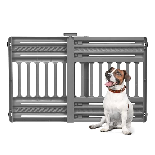 Iris Ohyama, Puerta de Seguridad para Perros, Barrera de Escalera a presión, A61 x A64 cm, Extensible hasta 1m, No Requiere perforación, para Interiores, Pasillo, Cocina, PBR-600, Plástico (PP) Gris