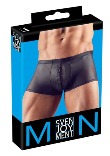 Svenjoyment Herren Pants - verführerische Boxershorts mit Reißverschluss für Männer, sexy Unterwäsche aus transparentem Powernet, schwarz