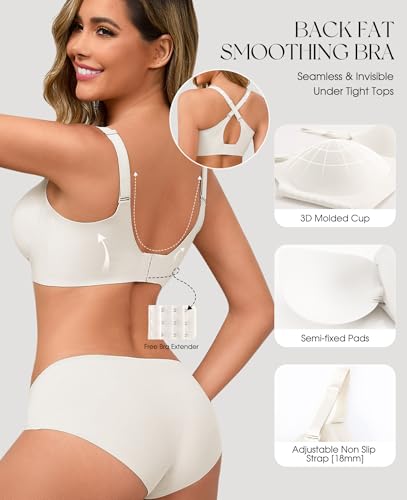 Image of LXOXL Wireless Bras for Women No Underwire Seamless Push Up Full Coverage Everyday Bra Comfortable Supportive Tshirt Bralette