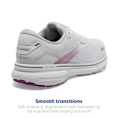 Brooks Brooks Women's Ghost 15 Neutral Running Shoe - White/Oyster/Viola - 5 Medium