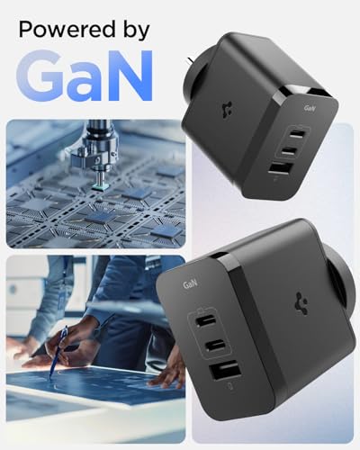 Image of Spigen Fast Charging Adapter Total 65w, GaN, PD /PPS Support, BIS Certified, for iPhone 17 /16 /15(Pro,Pro Max,Plus), Galaxy S25 /S24, OnePlus, iQOO, iPad, MacBook and More (PE2212IN) - Black