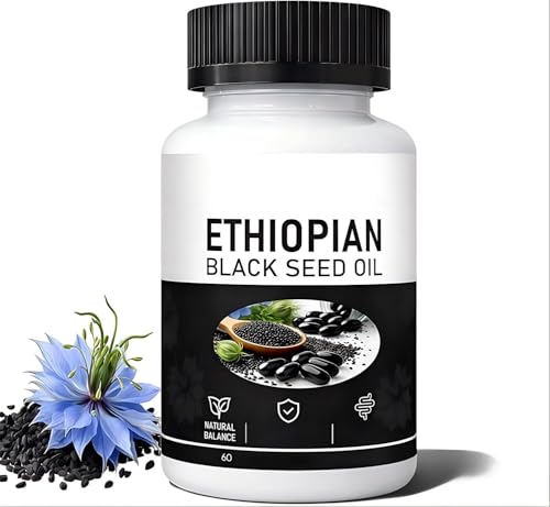 Purely Ethiopian Black Seed Oil Cold Pressed Black Cumin Seed Oil Mild and Safe for Men and Women (1 Bottle)