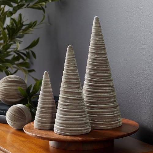 Image of Taupe Velvet Trees Set of 3, Handcrafted Elegant Holiday Entryway, Neutral Modern Decor, Minimalist Mantle Valentine's, Wedding Centerpiece (Taupe)