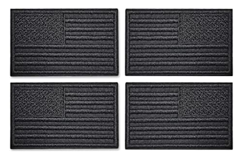 Antrix 4 PCS Tactical USA Flag Patch - All-Black American Patch - Regular and Reverse - Iron On Sew On Embroidered Applique Fastener Patch for Jacket Clothes Vest Military Outdoor
