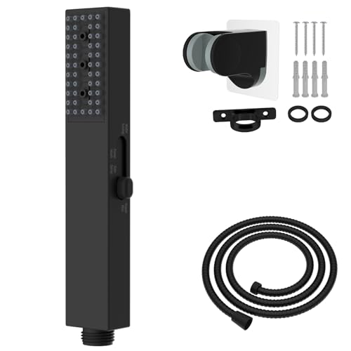 Hibbent All Metal RV Shower Head with Hose, High Pressure 4 Modes Handheld Showerhead for RV, Home, Camper, Travel Trailer, Shower head Replacement, 59'' Stainless Steel Hose with Holder, Matte Black
