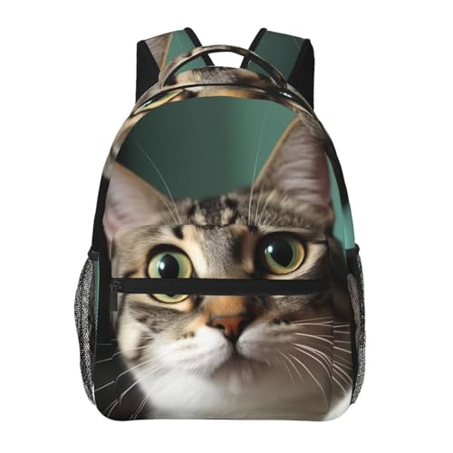 Sac à dos décontracté chat curieux léger pour ordinateur et voyage