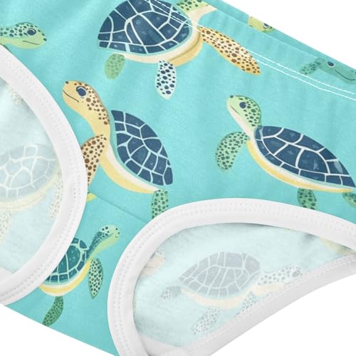 Wusikd Turtle Sea Cute Girls' Underwear Cotton Turquoise Girls Briefs Soft Toddler Underwear 2T4