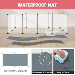 32 Panels Small Animals Playpen,Transparent Pet Playpen with Waterproof Mat, Plastic Enclosure,Puppy Play Pen,Pet Fence Yard Fence for Guinea Pigs,Bunny,Ferrets,Hamsters,Hedgehogs for Indoors Outdoor