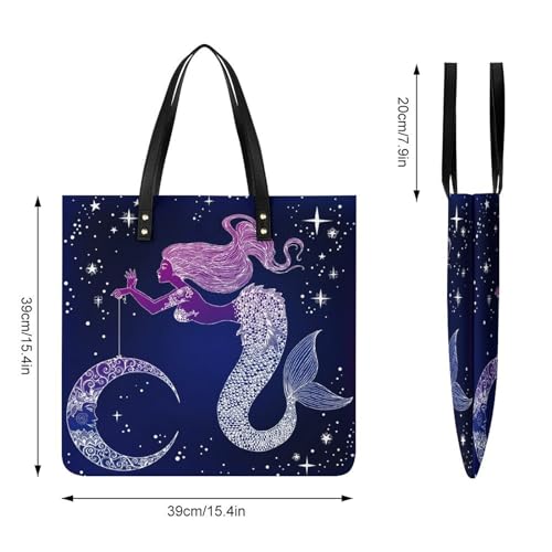 Sac à main sirène de la lune grand format carré au design féerique - 3