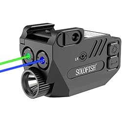 Solofish Pistol Laser Light Combo Green Blue Laser Beams for Guns | Rechargeable Aluminum Weapon Light and Beams for Guns with a Rail