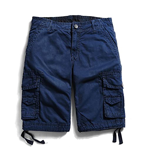 OCHENTA Men's Cargo Shorts Loose Fit Casual Work with Multi Pockets #3231 Sapphire Blue 36 by OCHENTA - Used condition - US$15.75