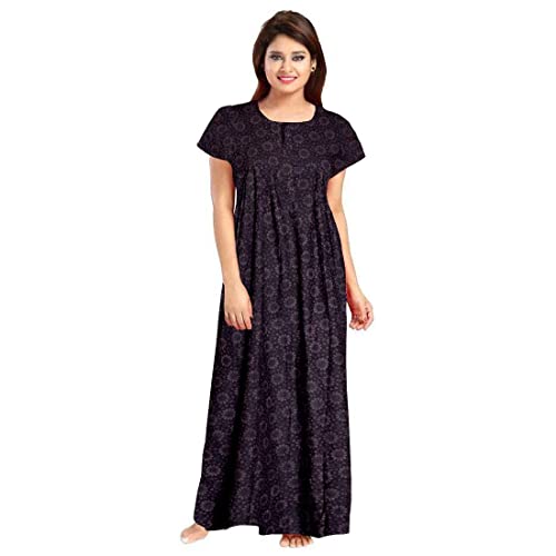 NEGLIGEE Nighty for Women Cotton Printed Maxi Gown Ankle Length Nighty Night Dress Gown for Women Maxi - Free Size (Pack of 2) (Green&Coffee) - Image 3