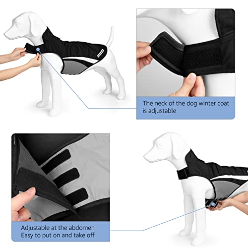 Buddypuppy Hundemantel Winter, Regenmantel Hund Wasserdicht, Fleece Hundejacke für Mittel Grosse Hund mit Geschirrloch & Reflexstreifen