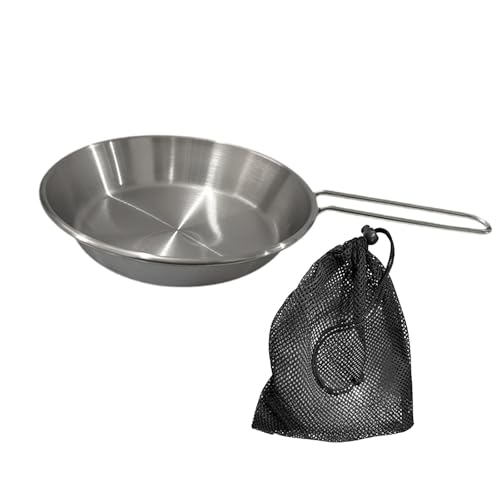 Menolana Camping Fry Pan Nonstick Skillet Folding Handle Flat Bottomed Multipurpose Scratch Resistant Outdoor Cooking Griddle Cookware