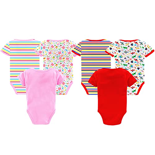 Image of Kidbee Newborn Baby Half Sleeve Cotton Sleepsuits /Half Romper /Bodysuit /Onesies (Set of 6)