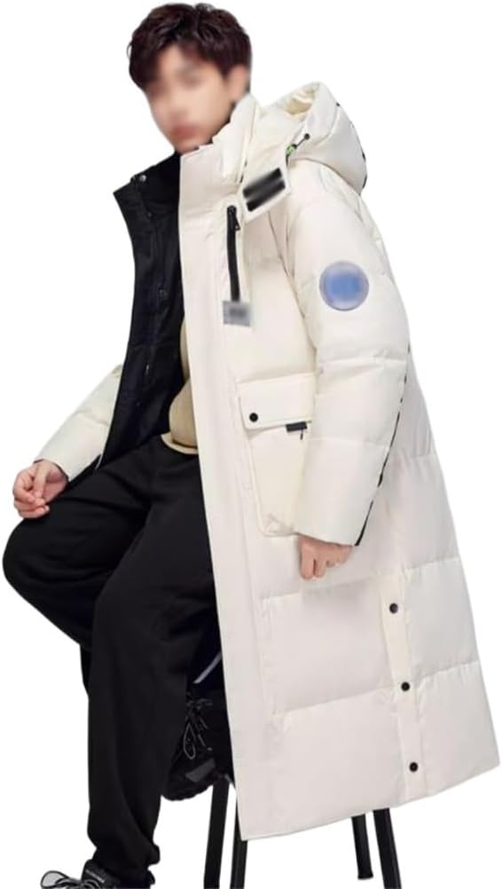 VIDI Casual Coat Men's Down Jacket Over The Knee Long Autumn And Winter Hooded Fashion Thick And Warm