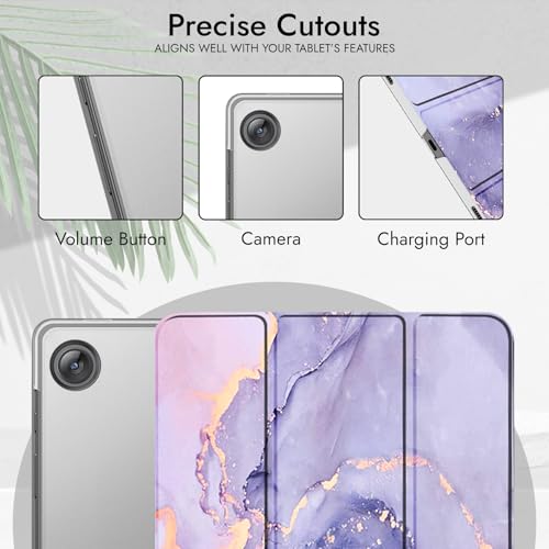 Image of Robustrion Cover for Samsung Galaxy Tab A11 Plus Cover Case 11 inch, Flip Cover Case for Samsung Galaxy Tab A11 Plus Cover /Tab A11+ Tablet Cover with Translucent Back - Marble Lilac