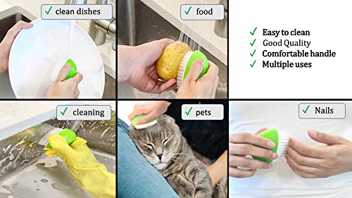 Fruit And Vegetable Cleaning Brushes - Plastic Top Potato Brush With Strong Bristles - Palm Held And Easy To Clean Vegetable Brush Scrubber For Food - Cute Kitchen Gadgets Green (Pack Of 2) #TOP6