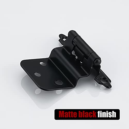 Jqk 3/8 Inch Inset Cabinet Door Hinges Black, 4 Pack 2 Pairs Flush Face Mount Cupboard Self-Closing Kitchen Cabinet Hardware Hinges, Ch201-Bk-P4 #TOP4