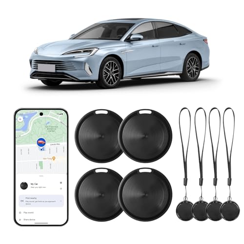 Glitfix GPS Tracker Android, Schlüsselfinder mit Google Find Hub App (NUR Android), IP67 Bluetooth Tracker, Schlüsselring, Air Tracker für Gepäck Taschen Koffer Geldbörsen,Schwarz,4 Stück