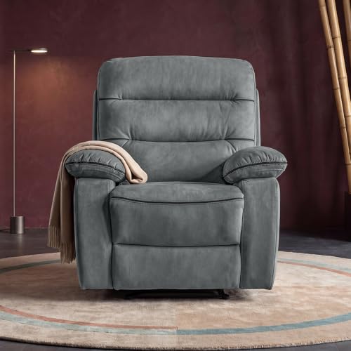 Image of Duroflex Avalon Grande - 360 Swivel & Rocking Recliner Chair| 3 Recline Modes with 3 Zone Back Support| Premium Suede Fabric| Plush Seating with Foam & Spring Support| 3 Year Warranty - Grey