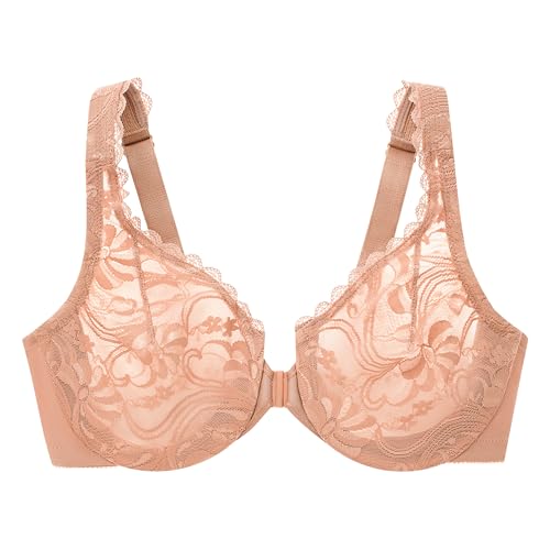 Image of Glamorise Womens Wonderwire Lace Front-Closure Underwire #9245