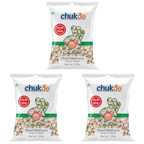Image of Chukde - Phool Makhana 250 Gram With Panjabi Tadka Seasoning - Fox Nuts - Lotus Seeds - Low Calorie, Rich in Protein & Antioxidants - Snacks - Ideal for Sabzi, Kheer, Pilaf, and Curries. (Pack of 3)