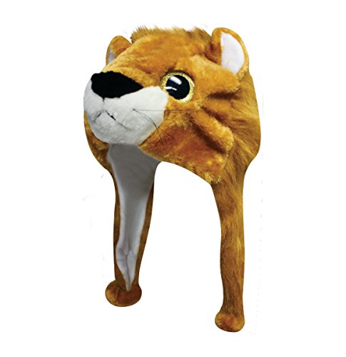 New 2015 Plush Faux Fur Stuffed Animal Big Glitter Eye Critter Hat Cap - Over 25 Stlyes! (Leo Lion)