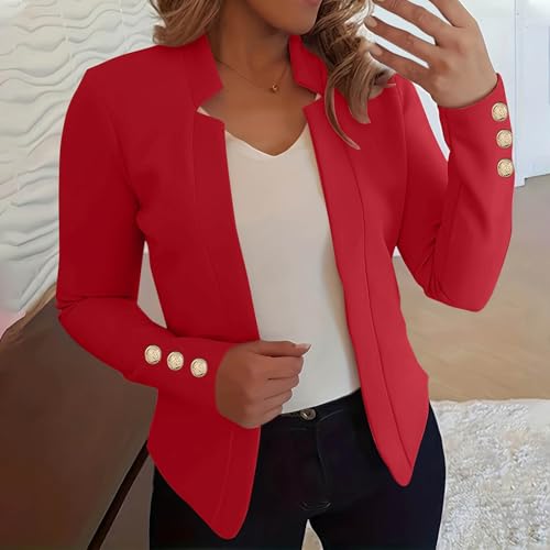 Women's Blazer Tops Fashion Solid Color Slim fit Plus Size Long Sleeve Notch Collar Suit Jacket Cardigan Coat Tops2