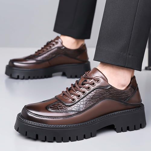Men's Platform Oxfords Classic Lace-up Business Casual Office Formal Shoes Non-Slip Comfortable Wedding Prom Uniform Loafers Urban Style4