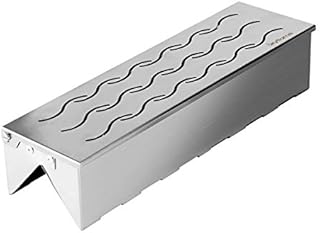 Skyflame Wood Chip Smoker Box , Stainless Steel Double V-shape BBQ Smoke Box with Hinged Lid for Charcoal & Propane Gas Grill, 12.5
