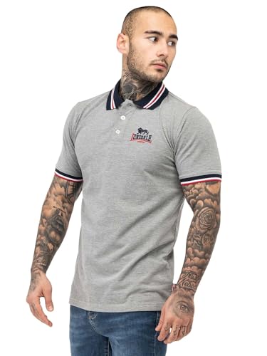Lonsdale Polo Homme Coupe Slim OCCUMSTER Marl Grey/Navy/Red XL