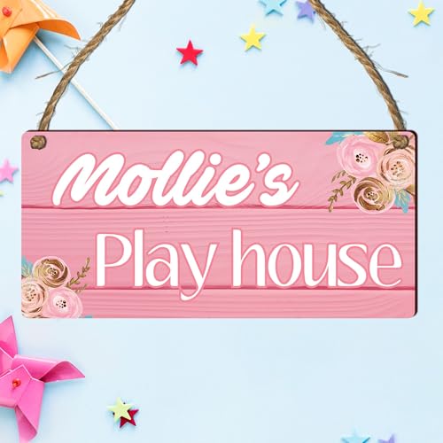 Personalised "Playhouse" Plaque – Customisable Children's Playhouse Sign for Indoor or Outdoor Use – for Kids' Playrooms or Garden Playhouses (Pink, Mdf Wood Indoor Use Only) - Image 6