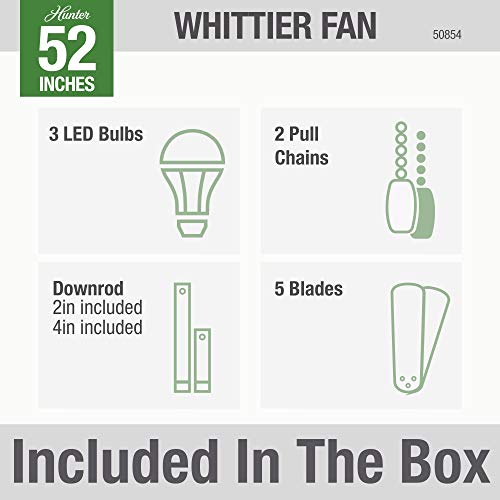Hunter Fan Company, 50854, 52 inch Whittier Matte White Ceiling Fan with LED Light Kit and Pull Chain - Image 7