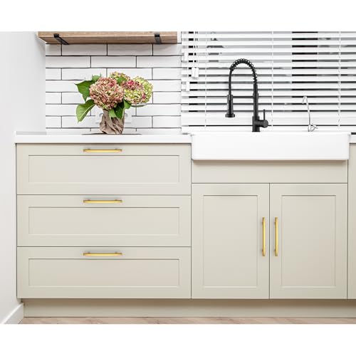 Image of Ravinte 30 Pack Cabinet Handles Brushed Brass Cabinet Pulls Kitchen Cabinet Handles,Curved Drawer Pulls in 7-1 /4 Inch Length with 5 Inch Hole Center Arch Kitchen Cabinet Hardware