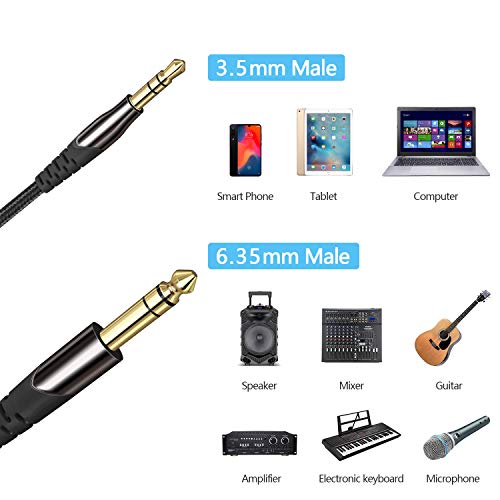 Cable de audio estéreo 6.35mm a 3.5mm de 6 ft negro miniatura 2