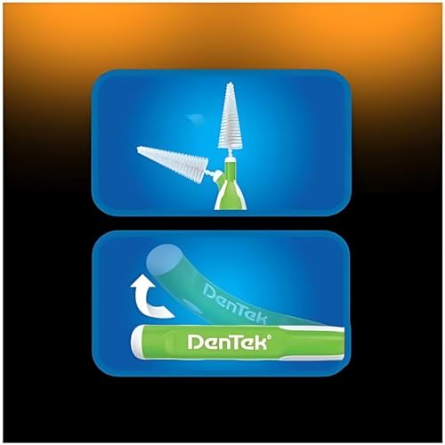 Image of DenTek Easy Brush Interdental Cleaners, Tight Between Teeth Brushes, Plaque Control, Dental Picks for Oral Care, Fresh Mint, 16 Count (Pack of 8)