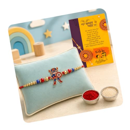 Image of CraftVatika Rakhi for Kids Brother, Cartoon Rakhi Set of 1 for Brother Boys Kids, Cute Designer rakhis for Children Toddlers, Rakshabandhan Combo with Wishes Card Tilakk, Rakhies for Little Brother