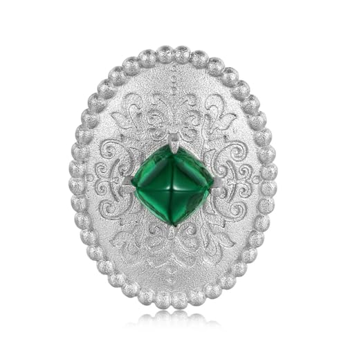 Bague ovale vert ZH1YFD anti-ternissement argent 925 confortable - 5