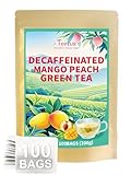 Picture of TeeLux Decaf Mango Peach Green Tea, Mango & Peach Flavored Decaffeinated Green Tea, Fruit Aroma & Smooth Taste, 100 Count