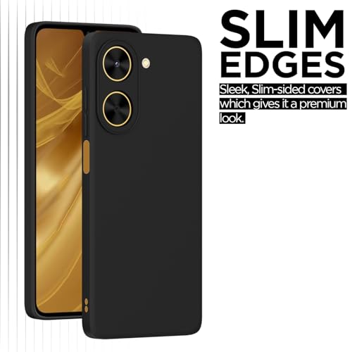 Image of Outlouders Back Cover for Poco C71 / Redmi A5 | Camera Protection | Durable Soft Matte Silicone Bumper Case (Black)