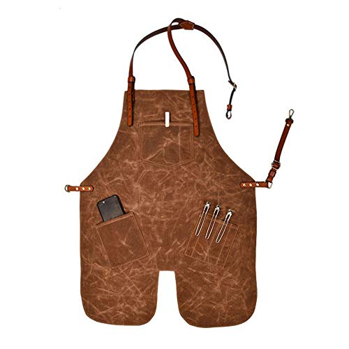 Delantal de trabajo Delantal de herramientas, delantal de lona de parafina, cera de aceite, carpintero, pintor, trabajador de la construcción, tienda de herramientas, delantal de trabajo for hombres y